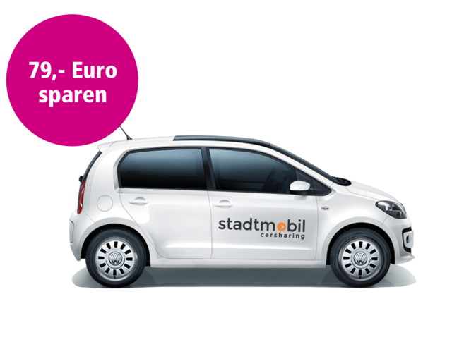 Seitenansicht: CarSharing-Fahrzeug mit Preis: 79 Euro sparen